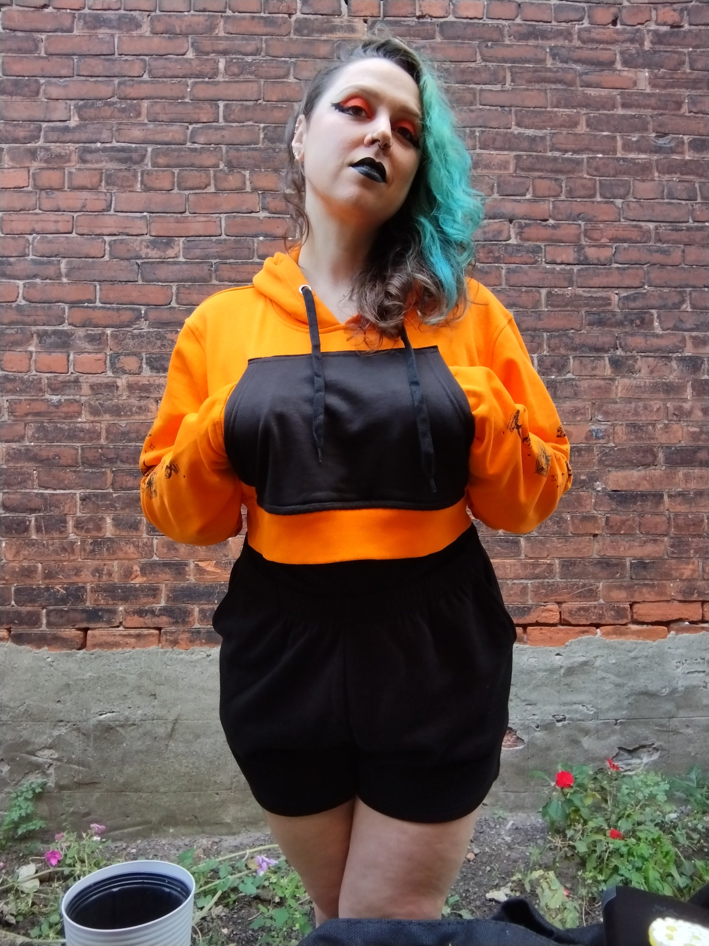 Cropped Halloween Themed Hoodie/Short Set
