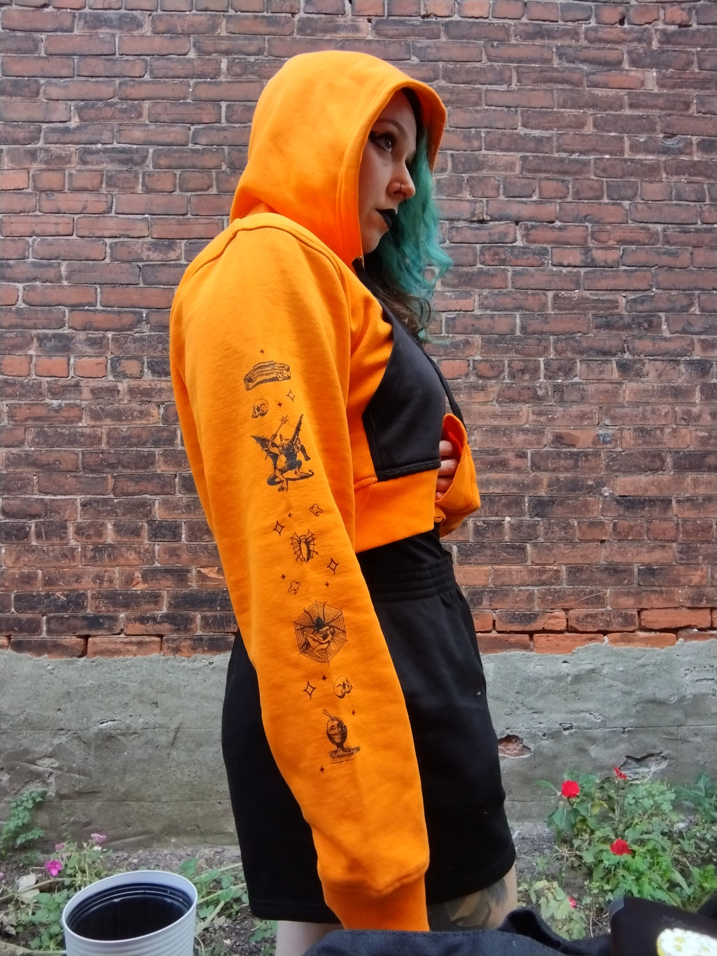 Cropped Halloween Themed Hoodie/Short Set