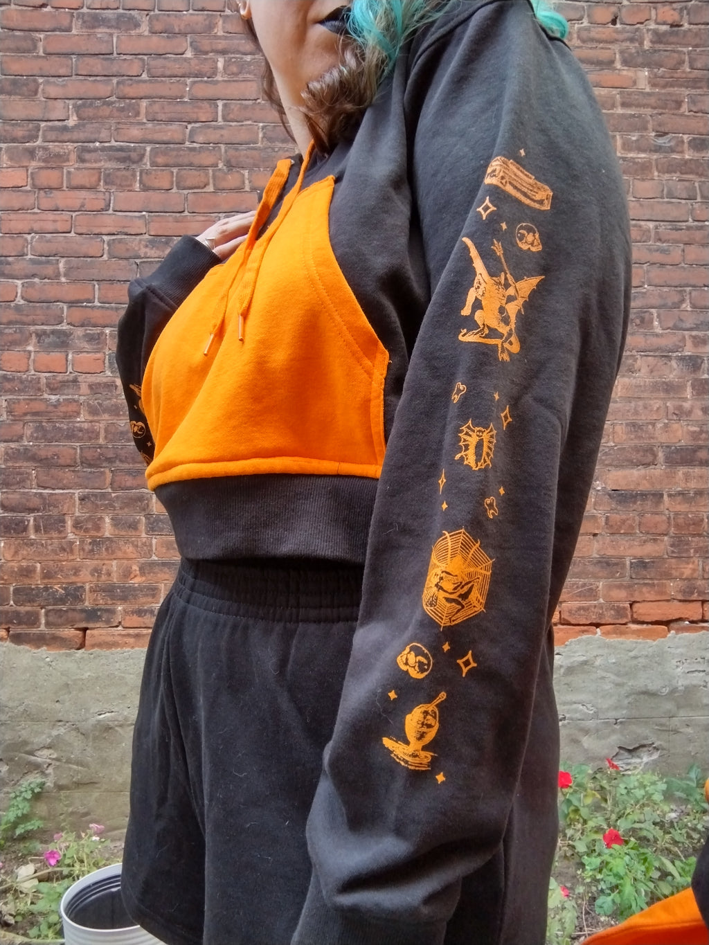 Cropped Halloween Themed Hoodie/Short Set