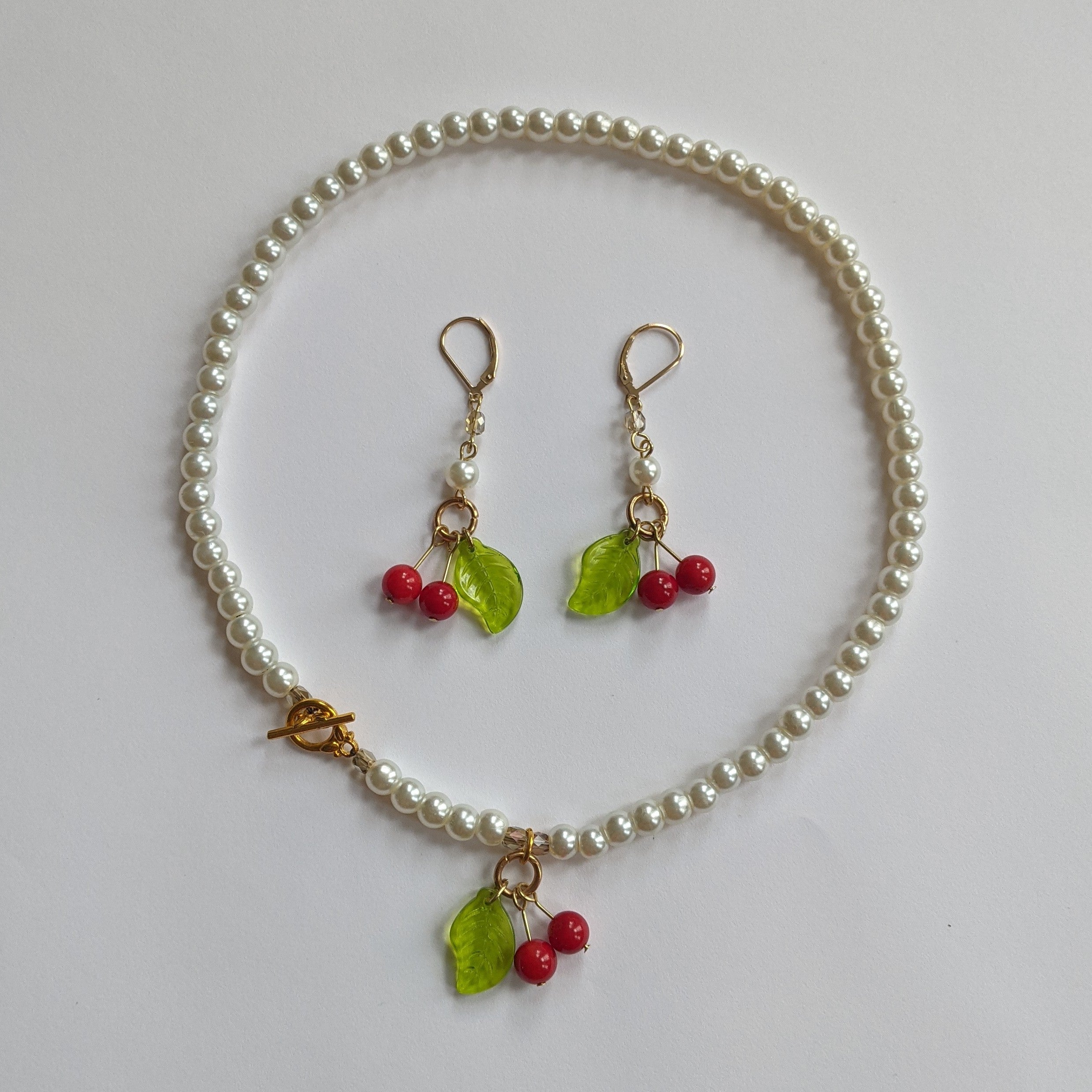 Cherry and Pearl Jewelry Set